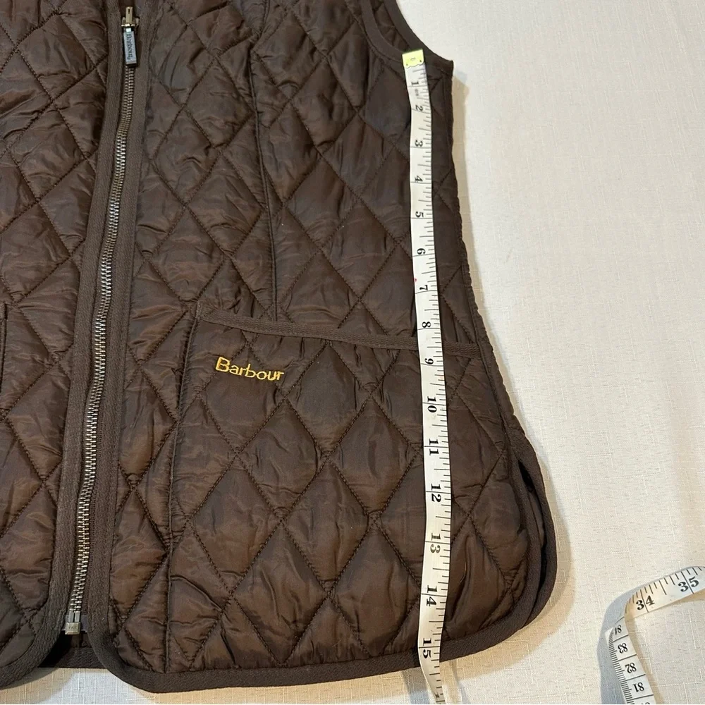 Barbour Quilted Vest — Brown Diamond Stitch Outdoor Layer (Size 4 / UK 8) - Picture 11 of 12